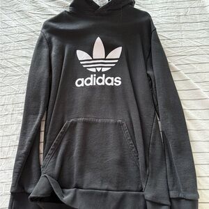Adidas Black Hoodie with White Trefoil Logo